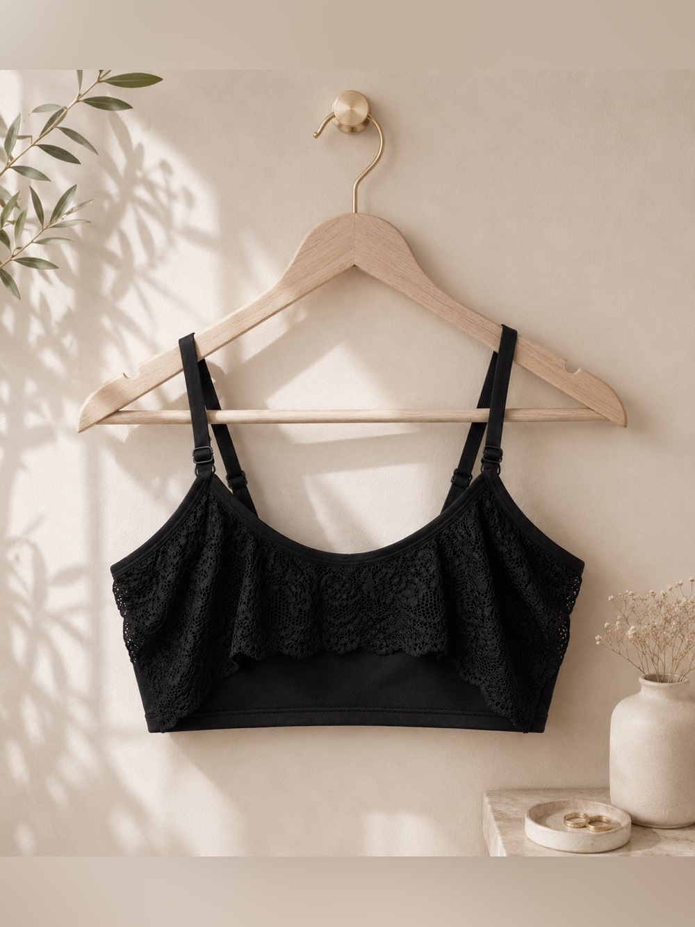 🇺🇸🆕NWOT TAHARI | XL | Black Seemless Bralette Lace back V-Neck - Picture 13 of 16